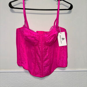 Women's Aenlley Corset Top Hot Pink Lace Size 2XL Plus Lingerie Party New NWT